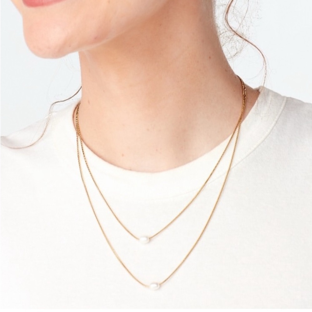 Chic Gold Double Layer Necklace with Pearls